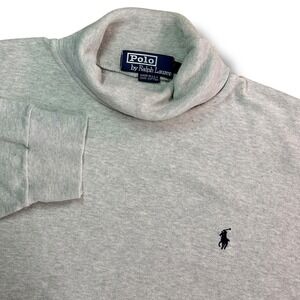 Polo Ralph Lauren Turtleneck Men Large Grey Cotton USA Made Vintage Pony Logo